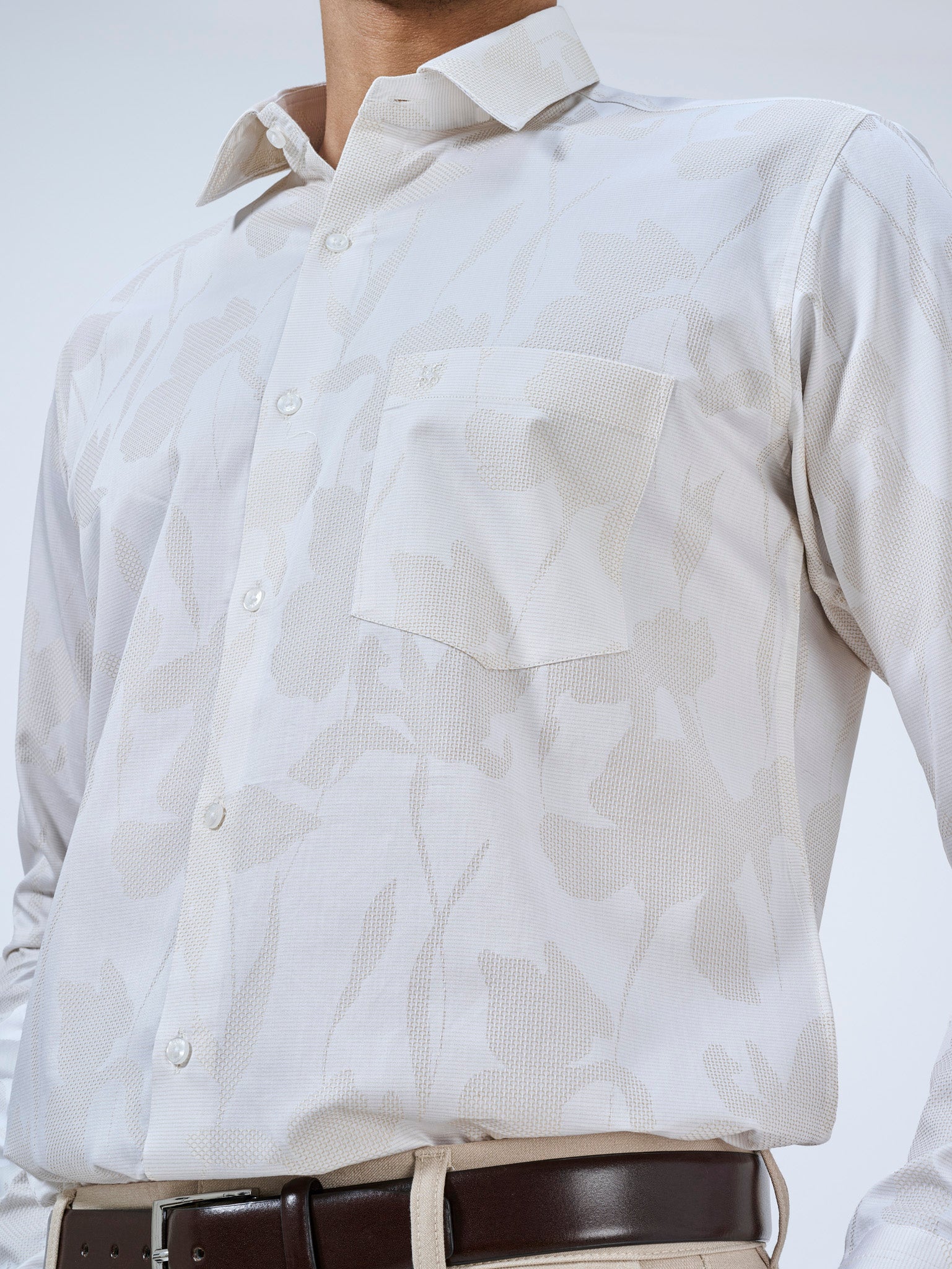 Sand White Jacquard Shirt