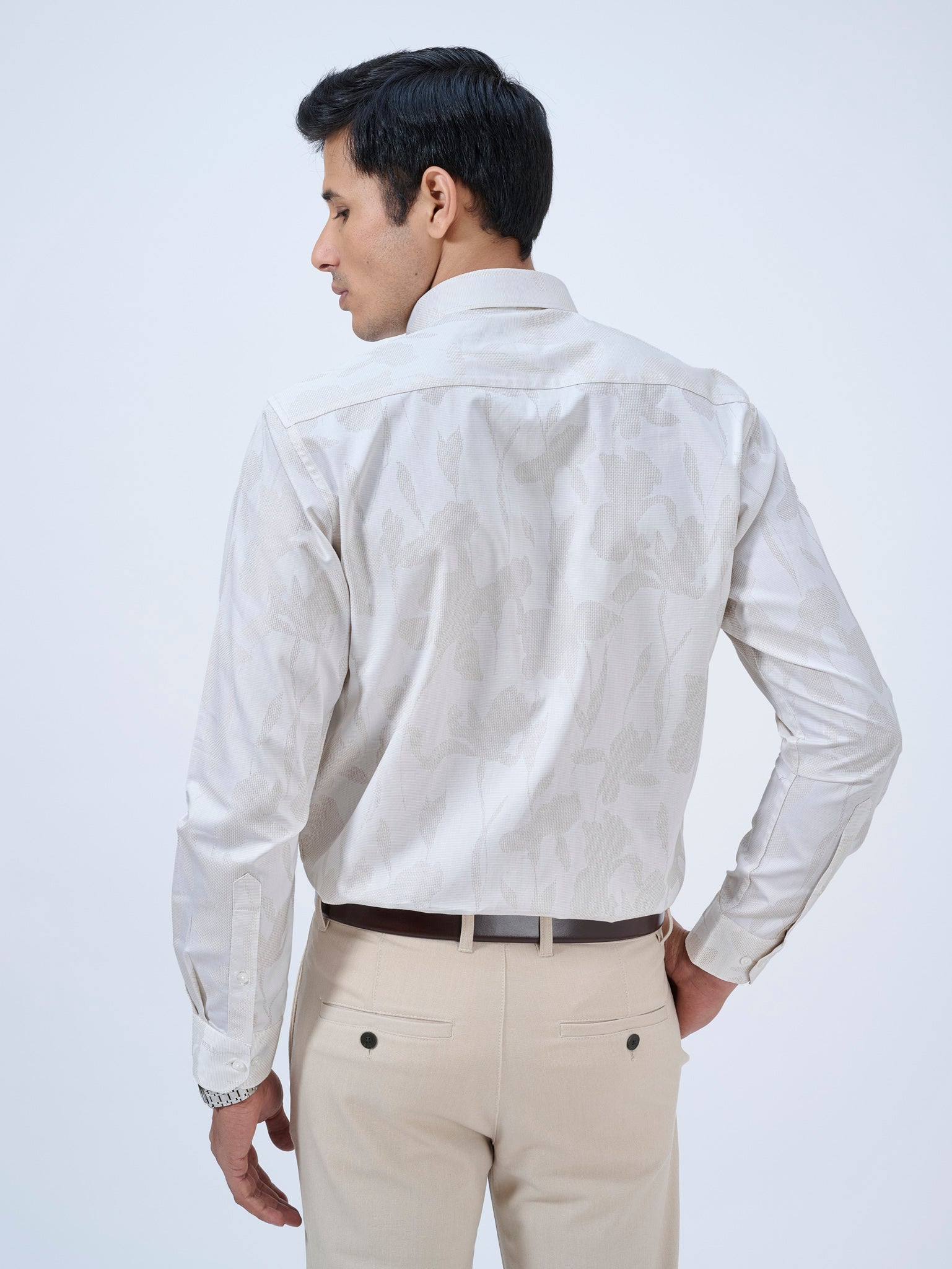 Sand White Jacquard Shirt