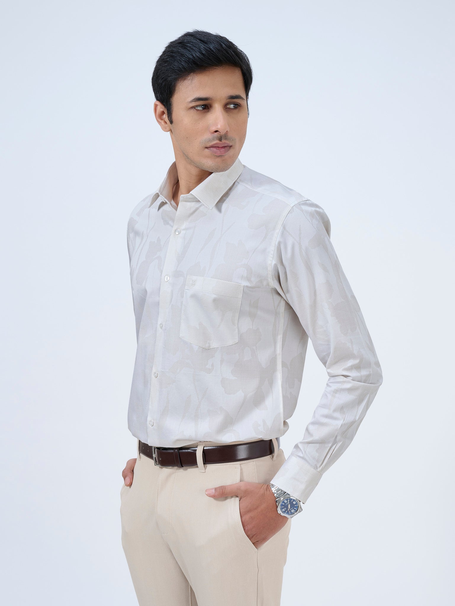 Sand White Jacquard Shirt