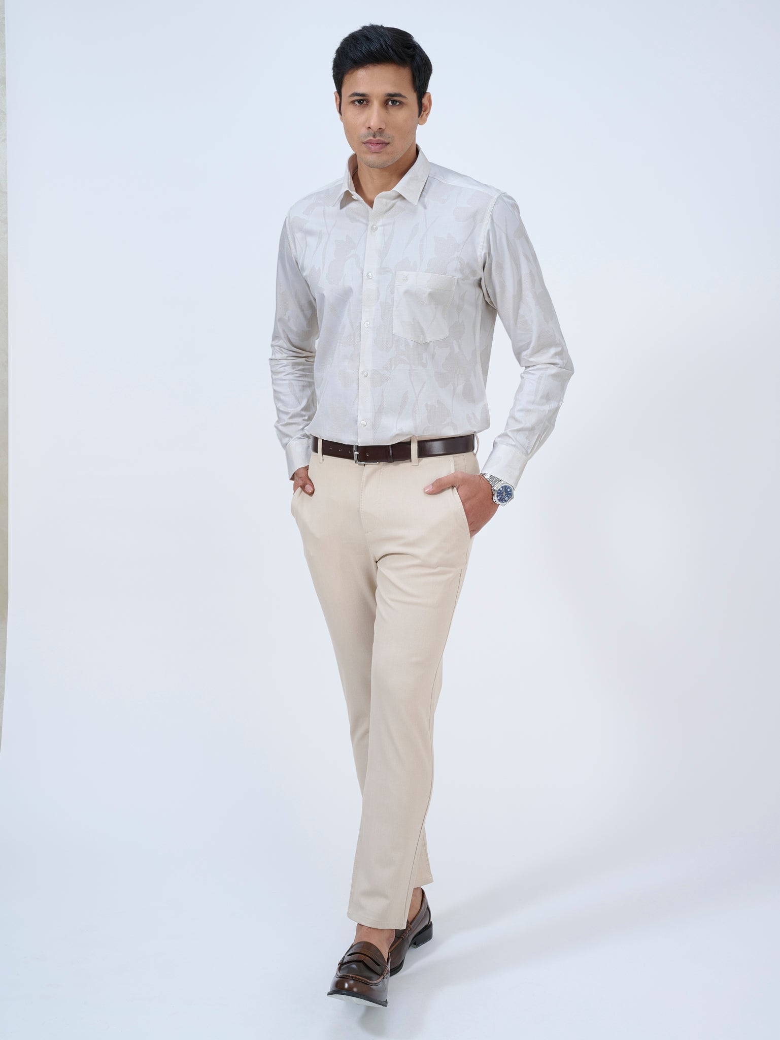 Sand White Jacquard Shirt