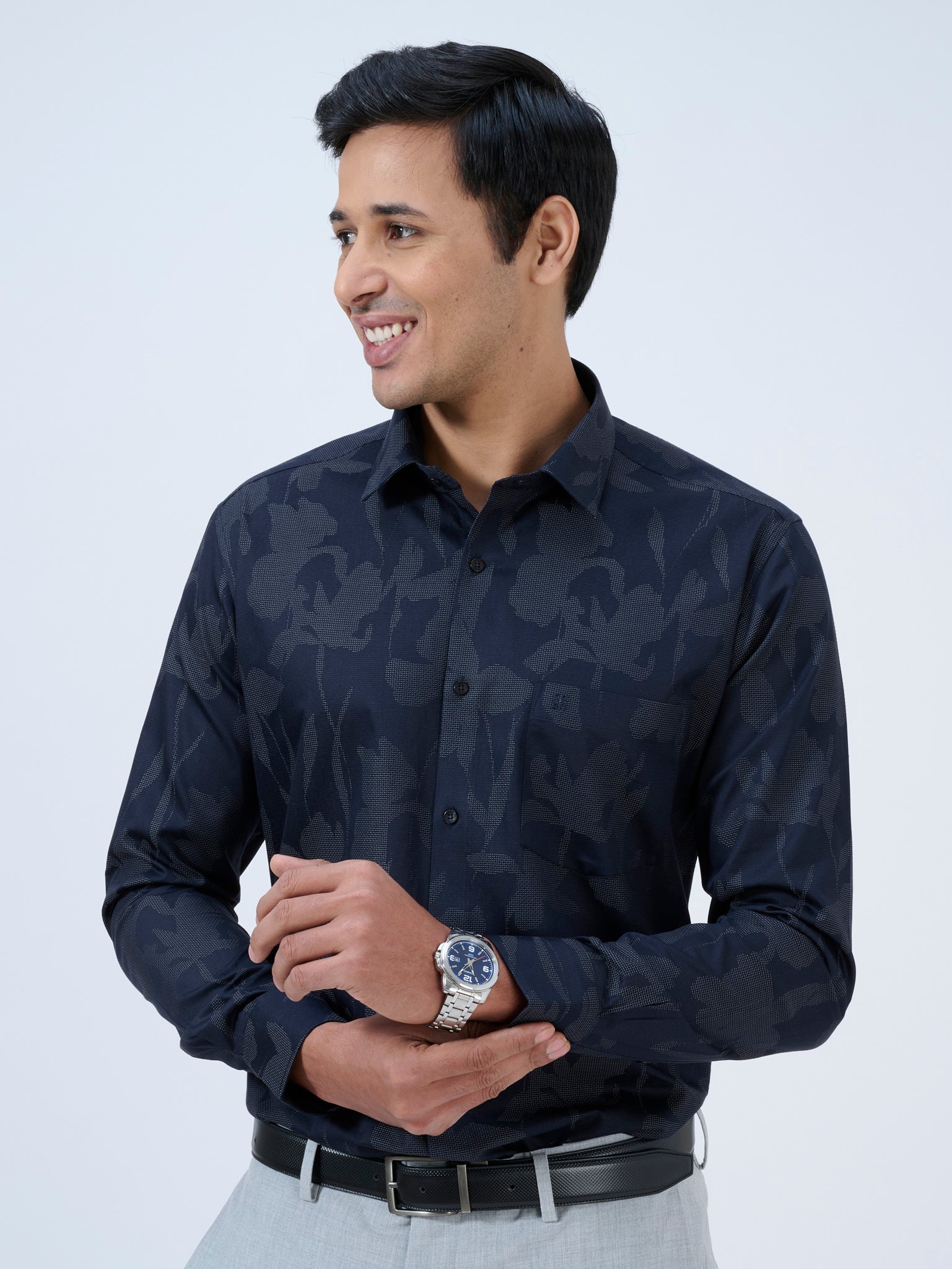 Black Pearl Blue Jacquard Shirt
