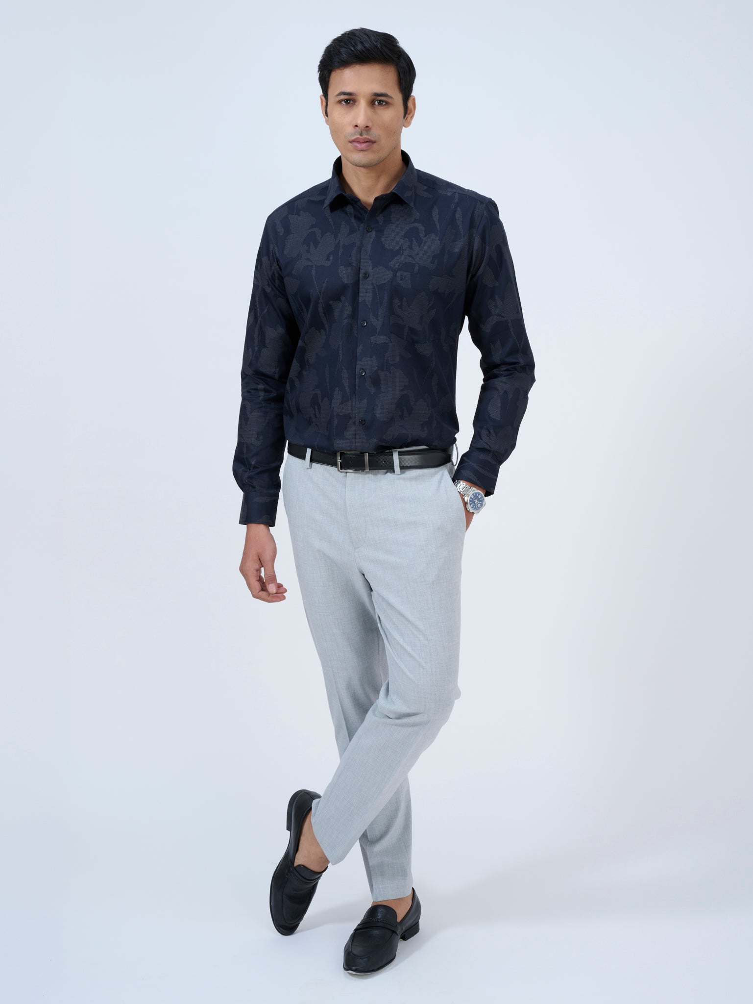 Black Pearl Blue Jacquard Shirt