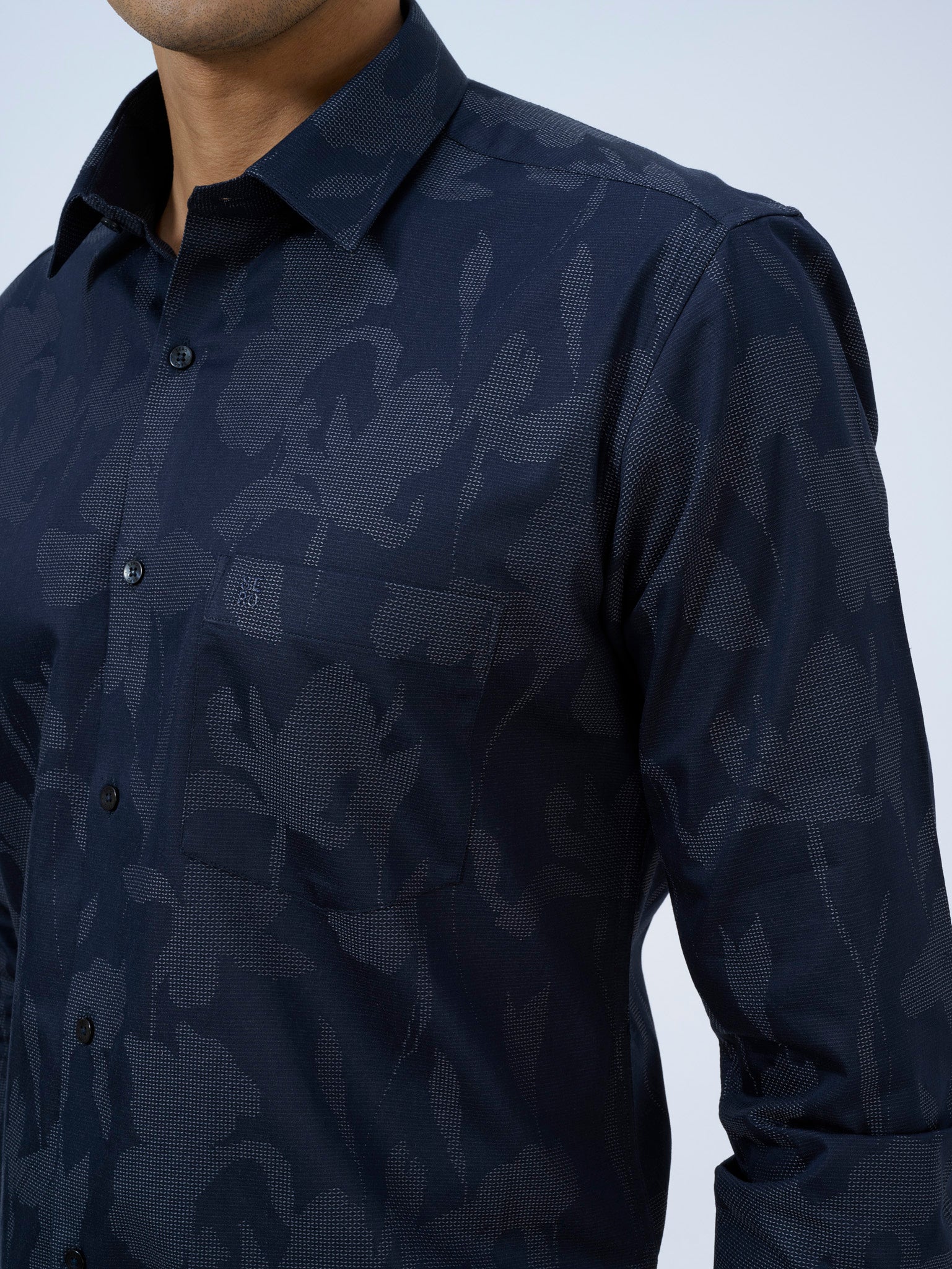 Black Pearl Blue Jacquard Shirt