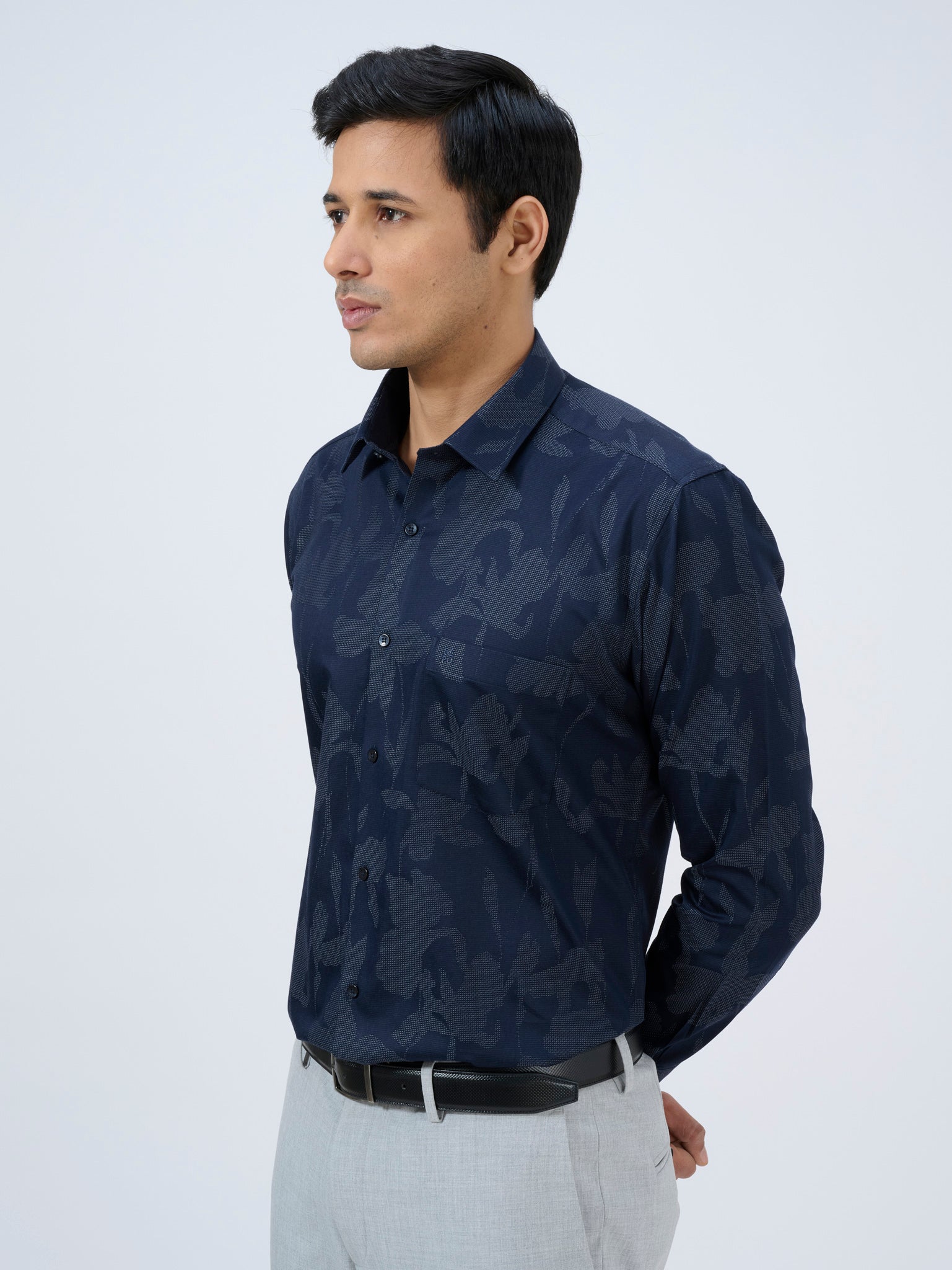 Black Pearl Blue Jacquard Shirt