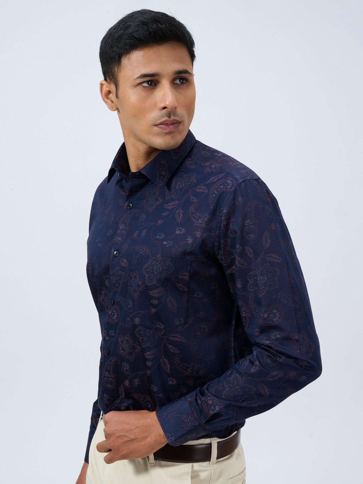 Deep Indigo Jacquard Shirt