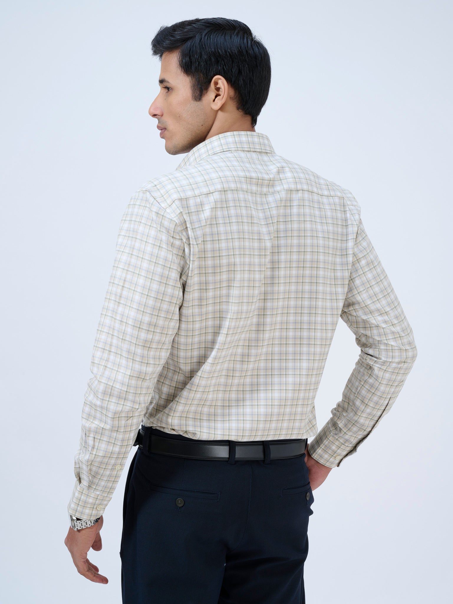 Peach Cream Checks Shirt