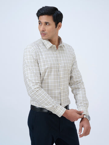 Peach Cream Checks Shirt
