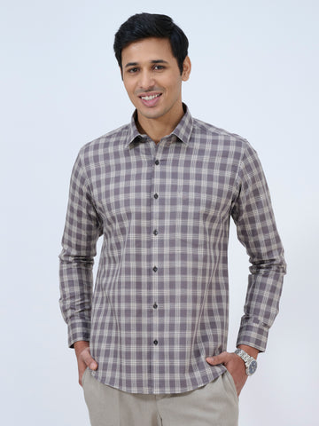 Purple Grey Multi-Check Shirt