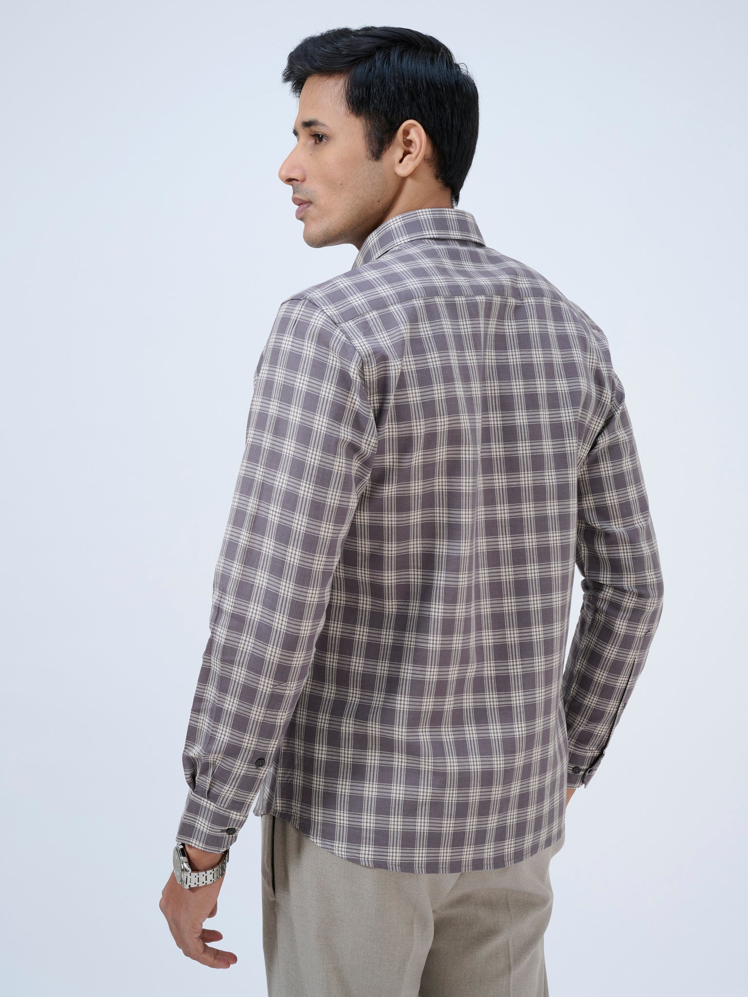 Purple Grey Multi-Check Shirt