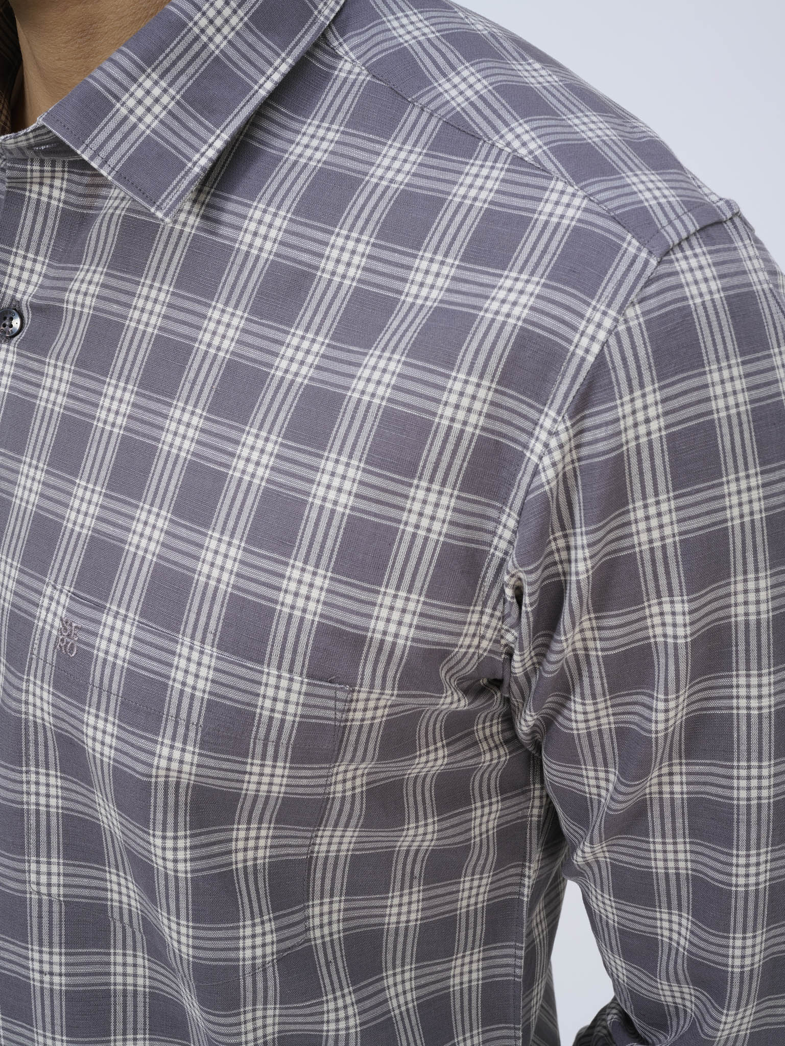Purple Grey Multi-Check Shirt