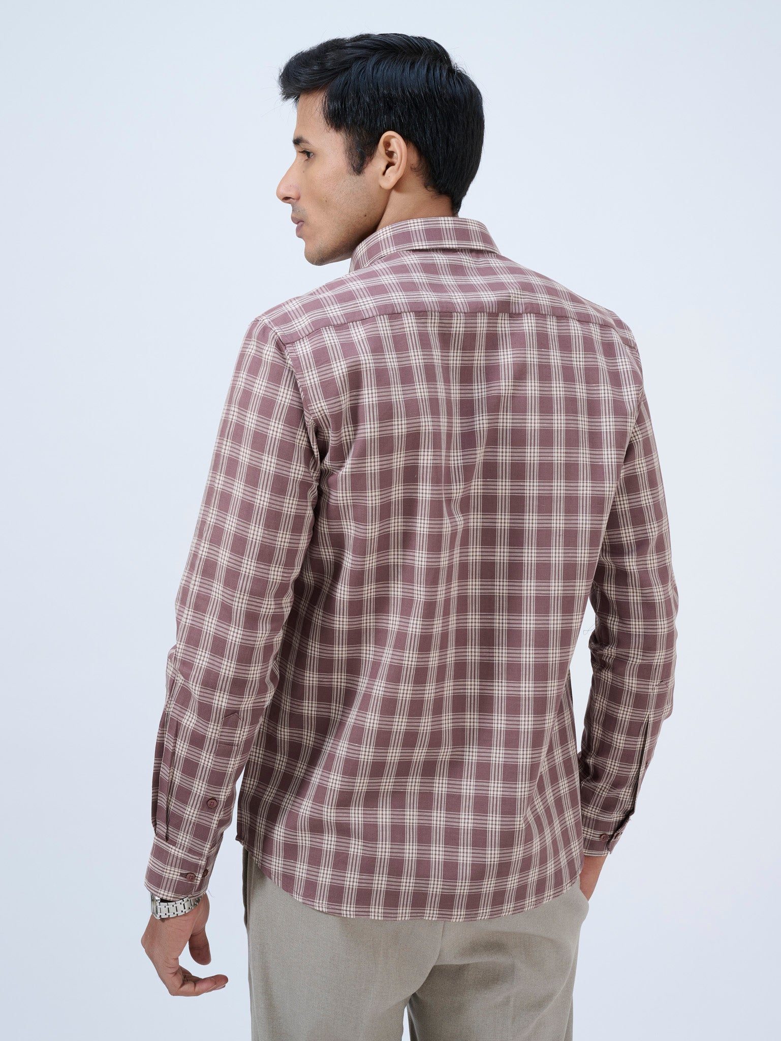 Rose Taupe Checks Shirt