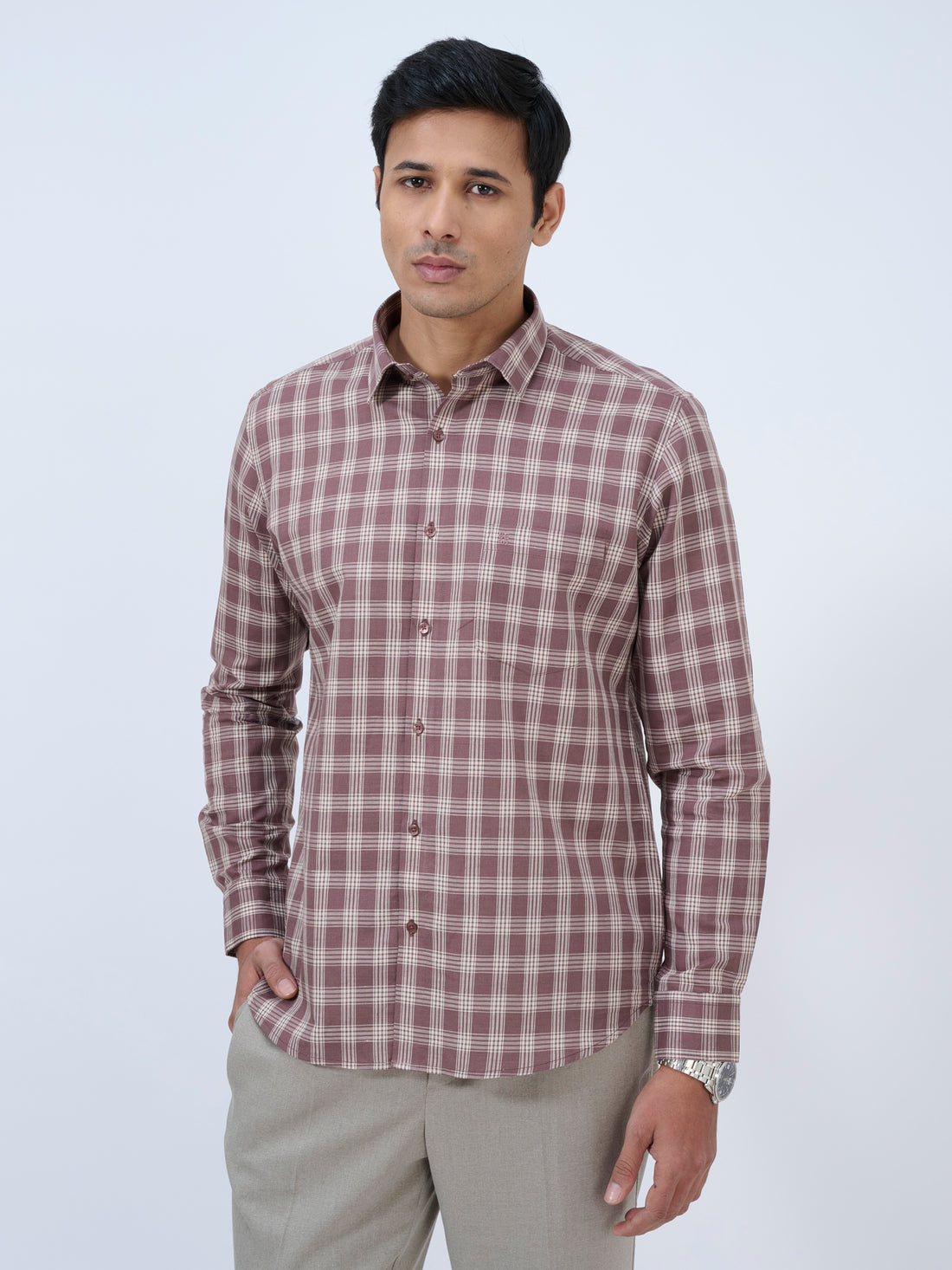 Rose Taupe Checks Shirt