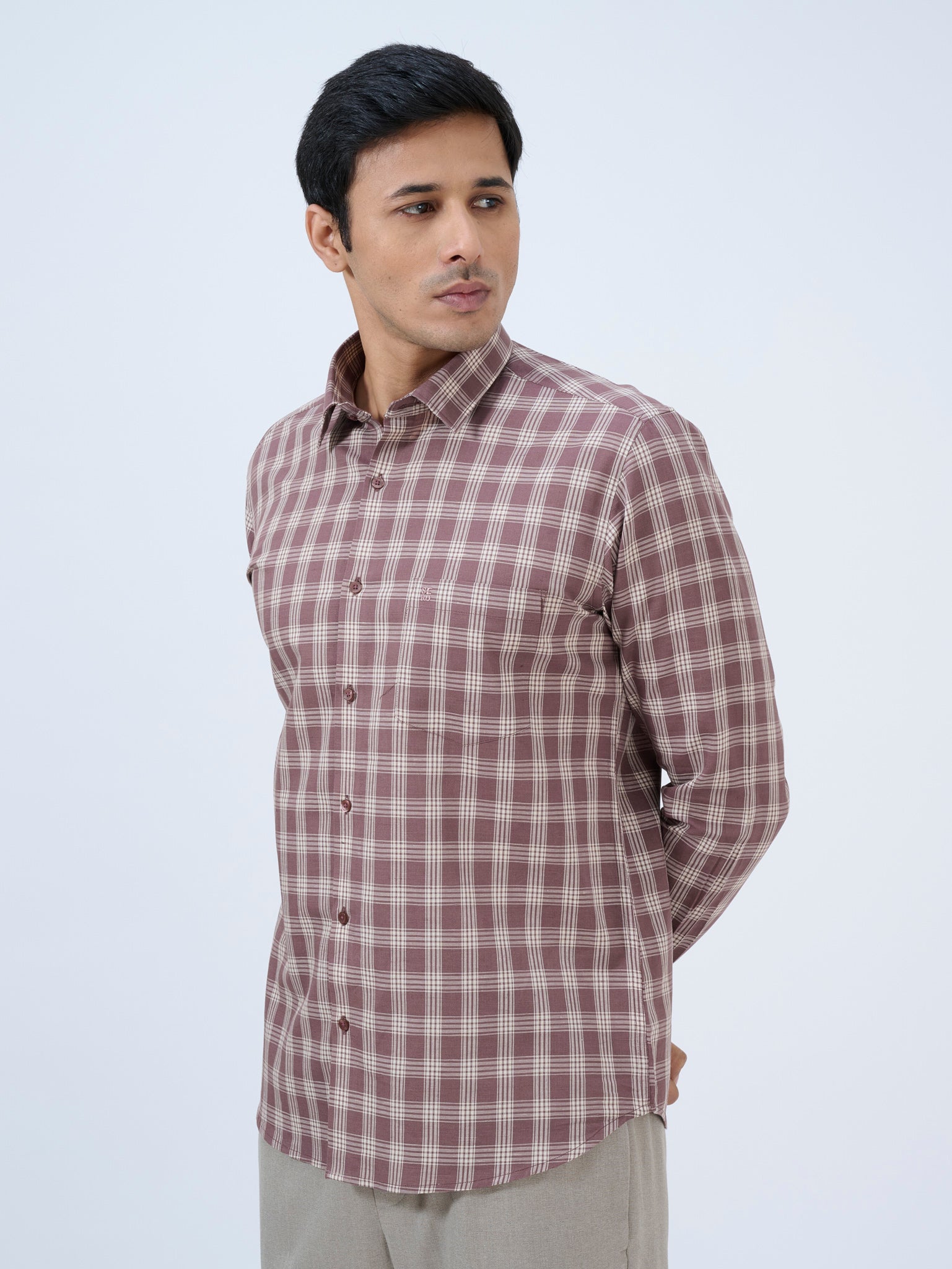 Rose Taupe Checks Shirt