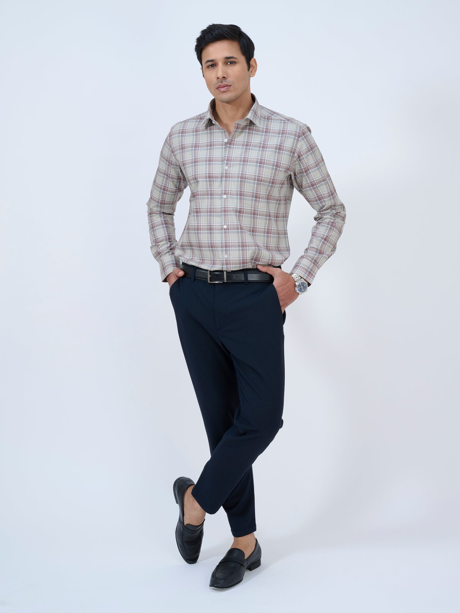 Chalk Beige Plaid Shirt