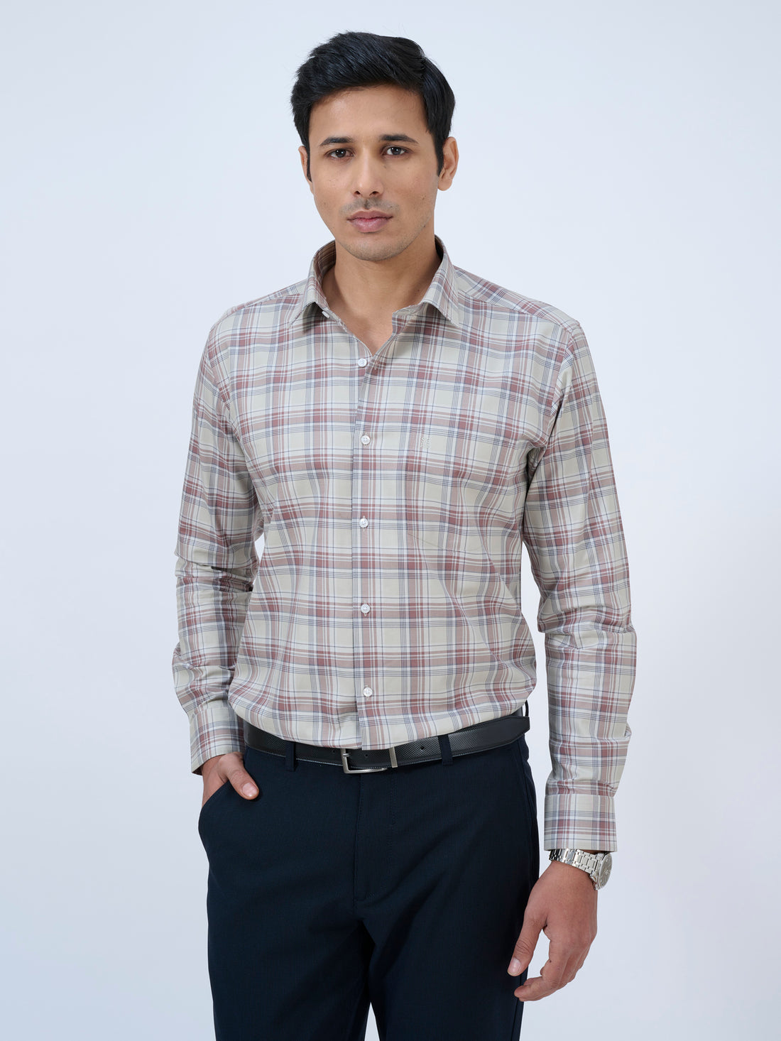 Chalk Beige Plaid Shirt