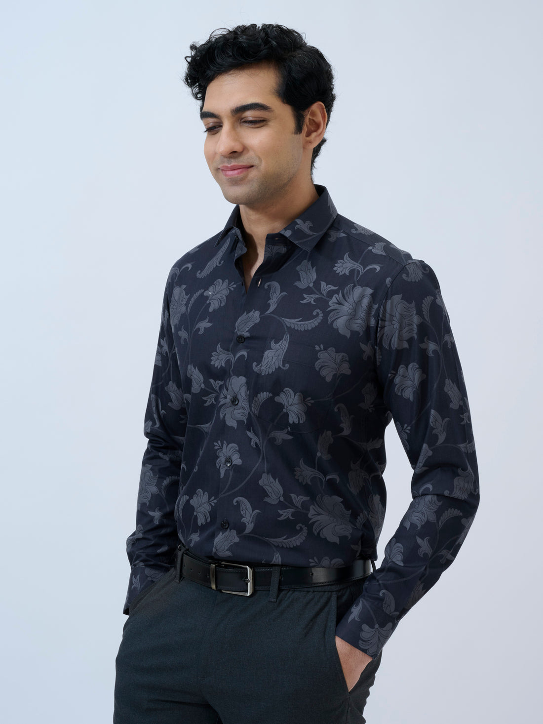 Dark Navy Paisley Shirt