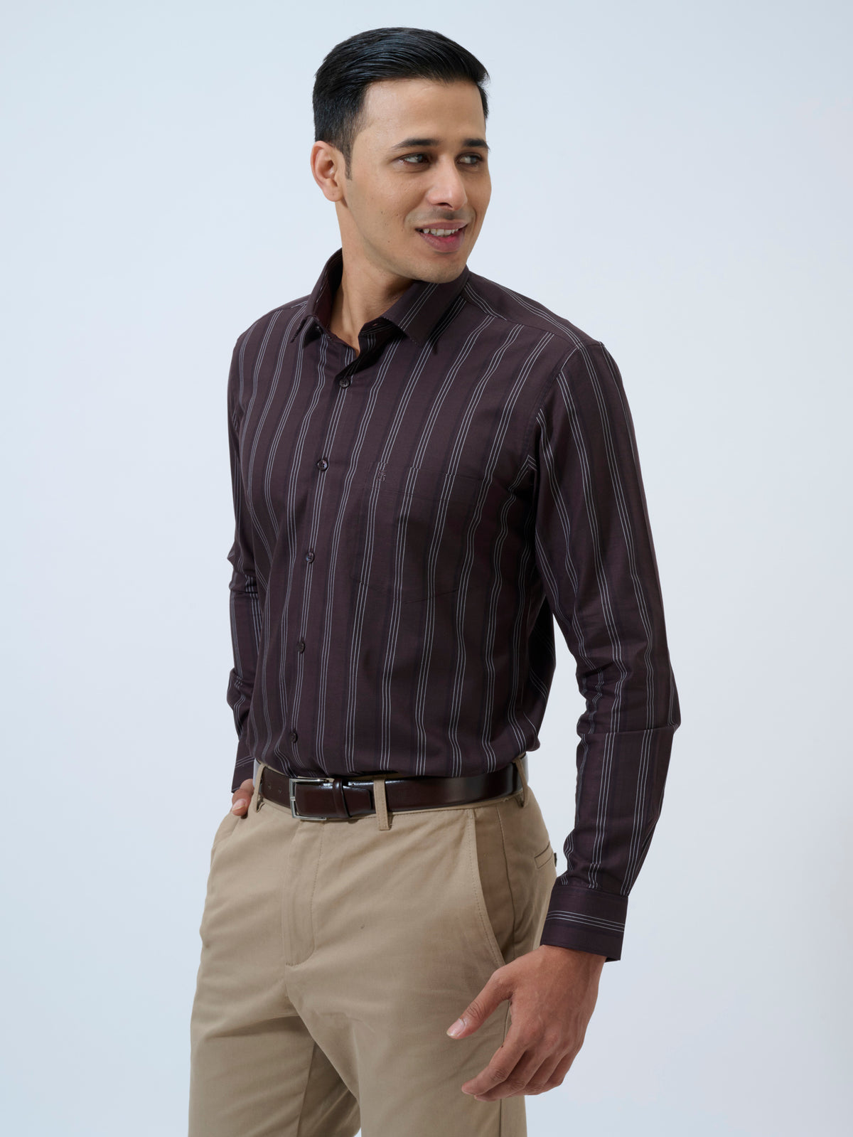 Deep Burgundy Striped Shirt