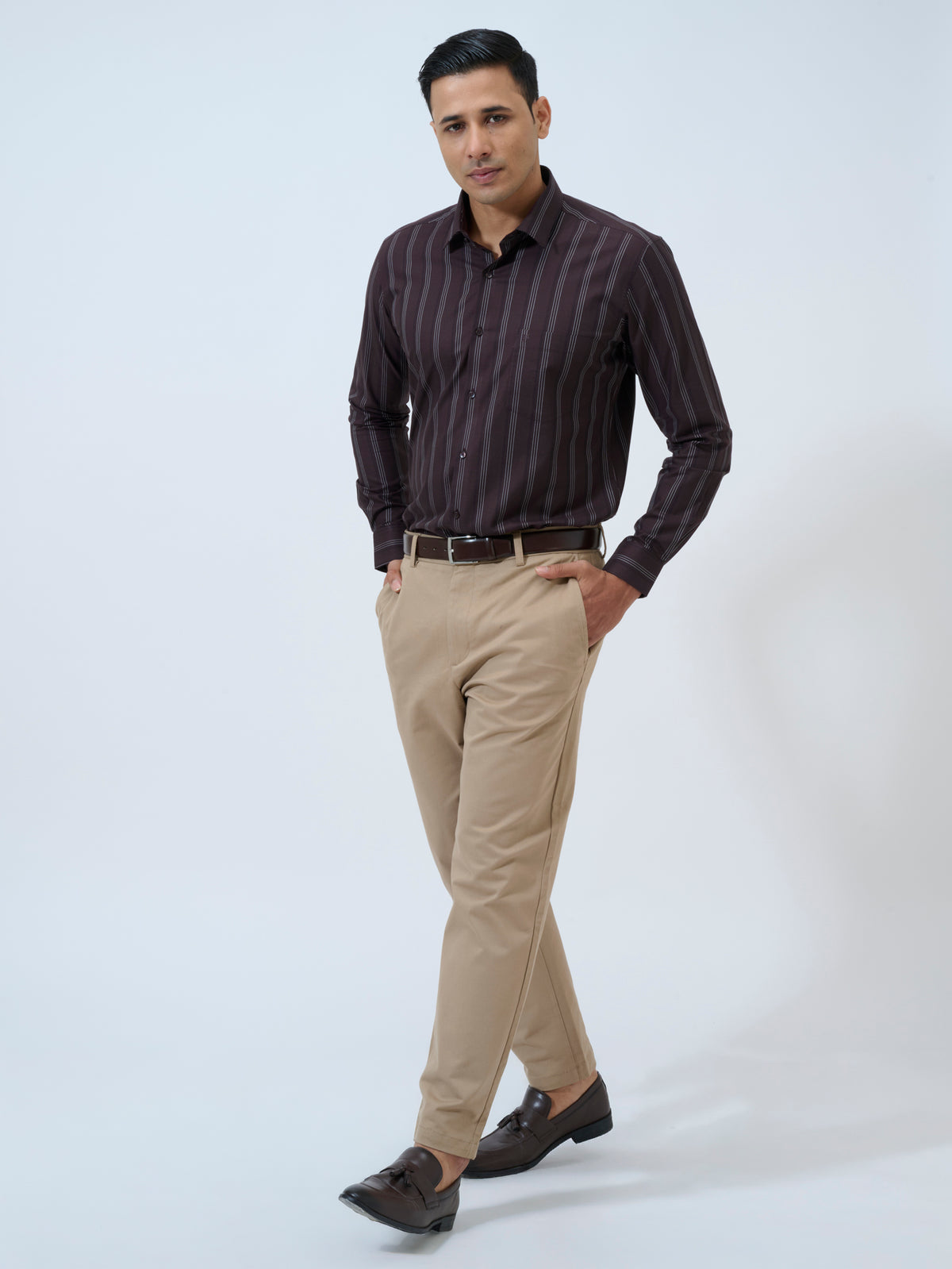 Deep Burgundy Striped Shirt