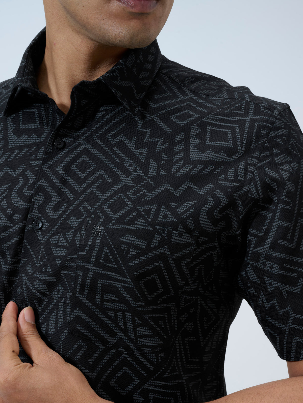 Caviar Black Half Sleeve Shirt
