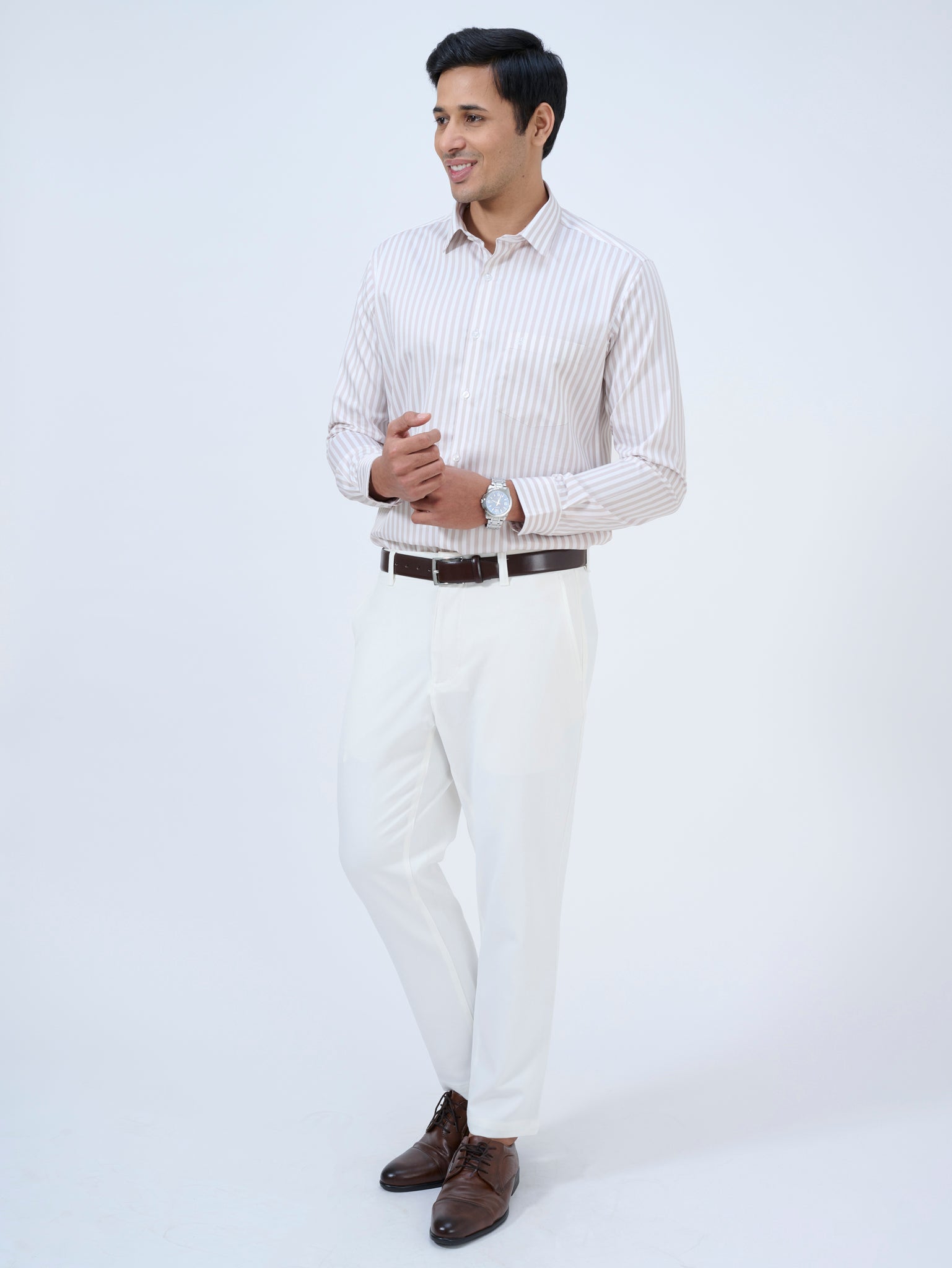 Vanilla Beige Candy Stripe Shirt