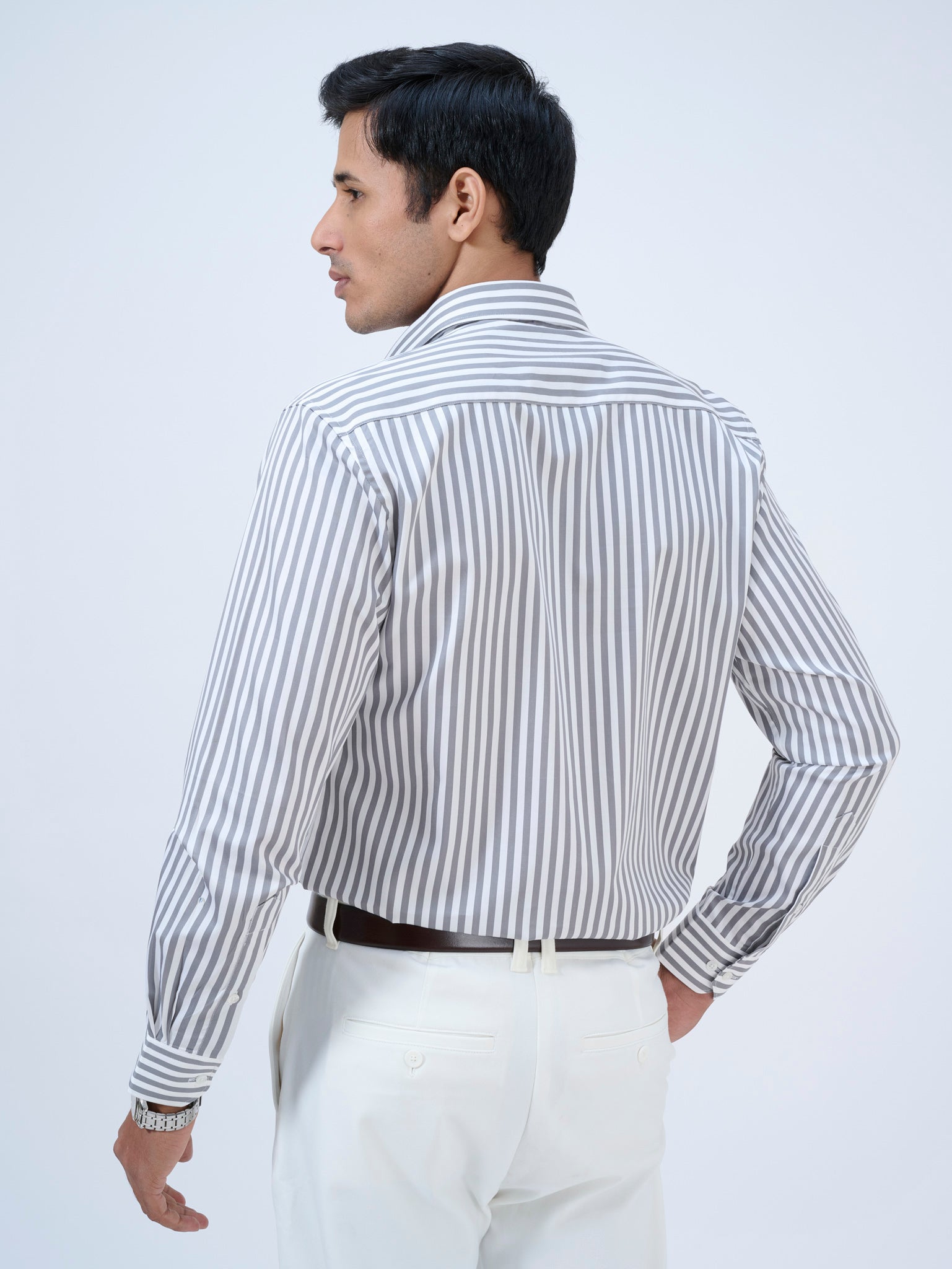 Smoke Grey Candy Stripe Shirt