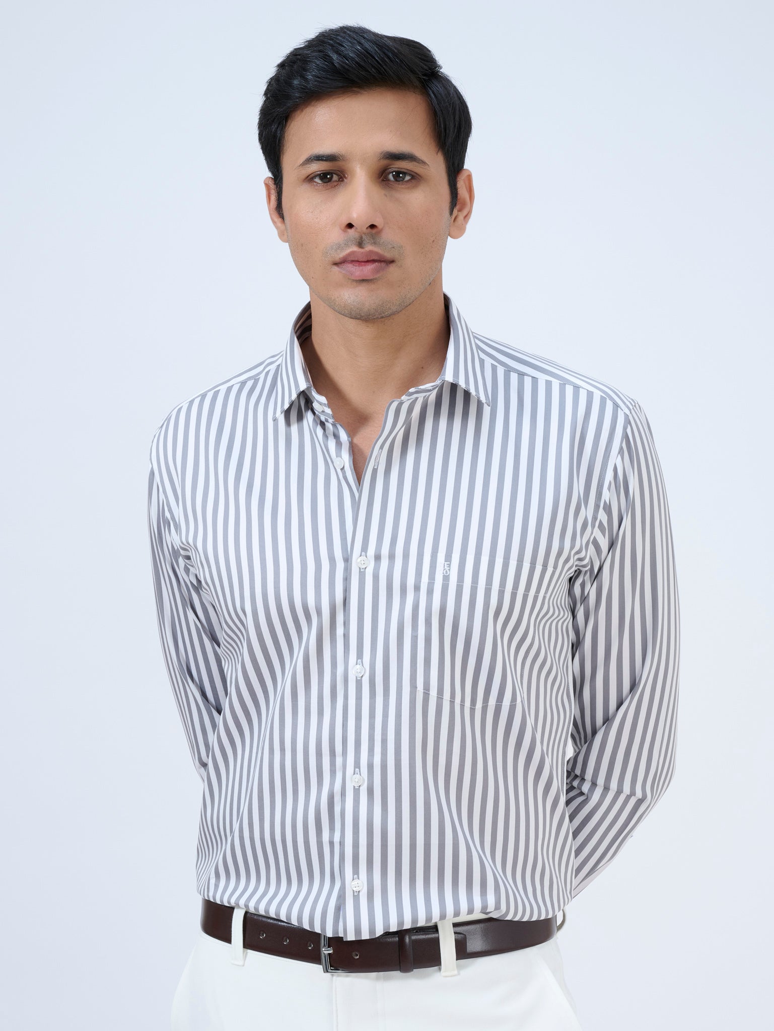 Smoke Grey Candy Stripe Shirt