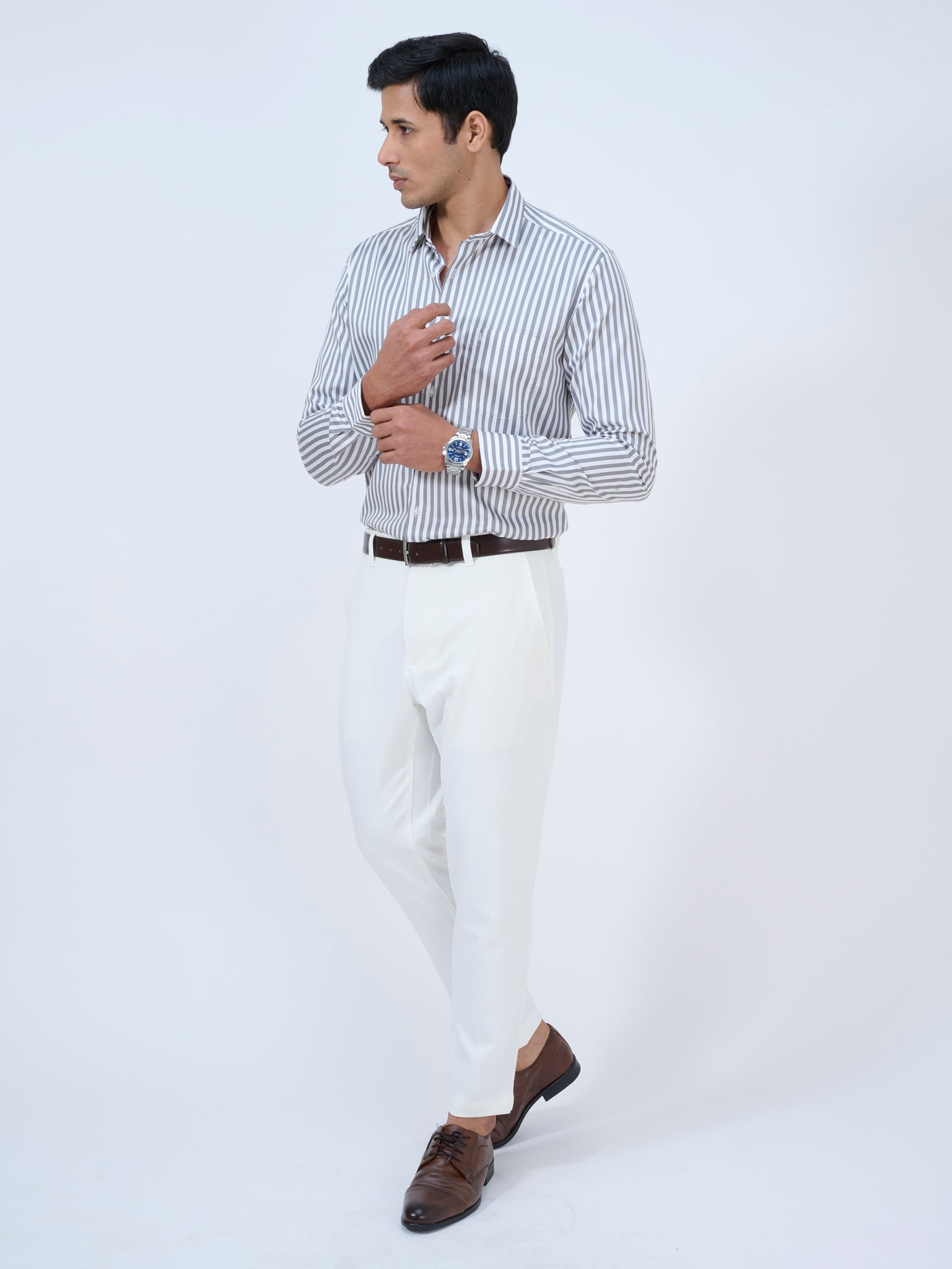 Smoke Grey Candy Stripe Shirt