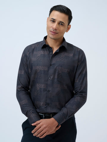 Blue Graphite Patchwork Shirt