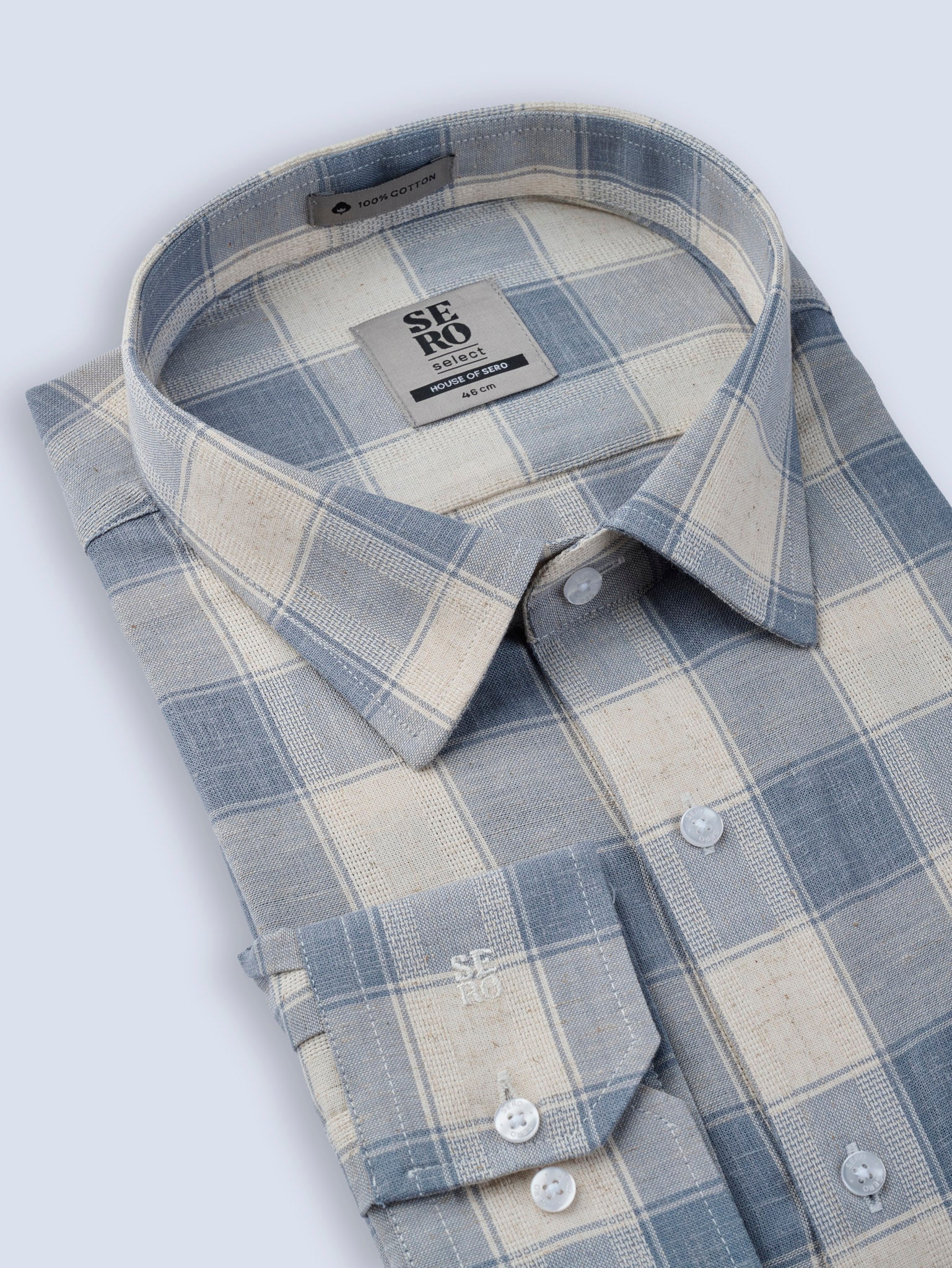 Greige Blue Check Shirt