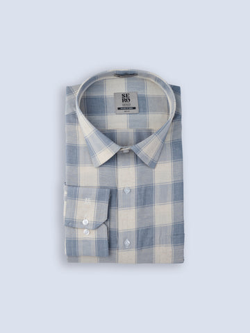 Greige Blue Check Shirt