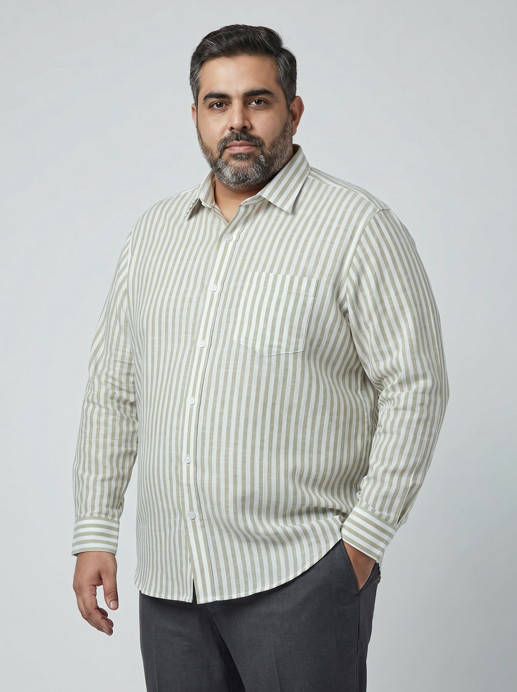 Grayish Olive Stripe Shirt