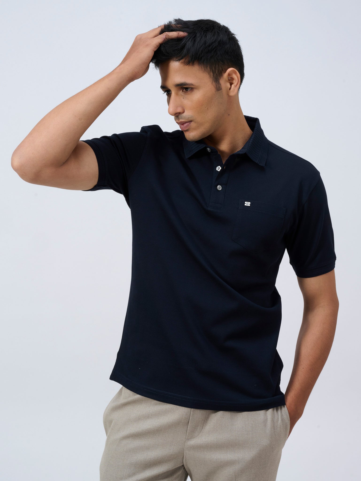 Midnight Blue Mercerised Polo