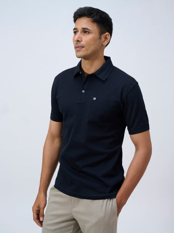 Midnight Blue Mercerised Polo