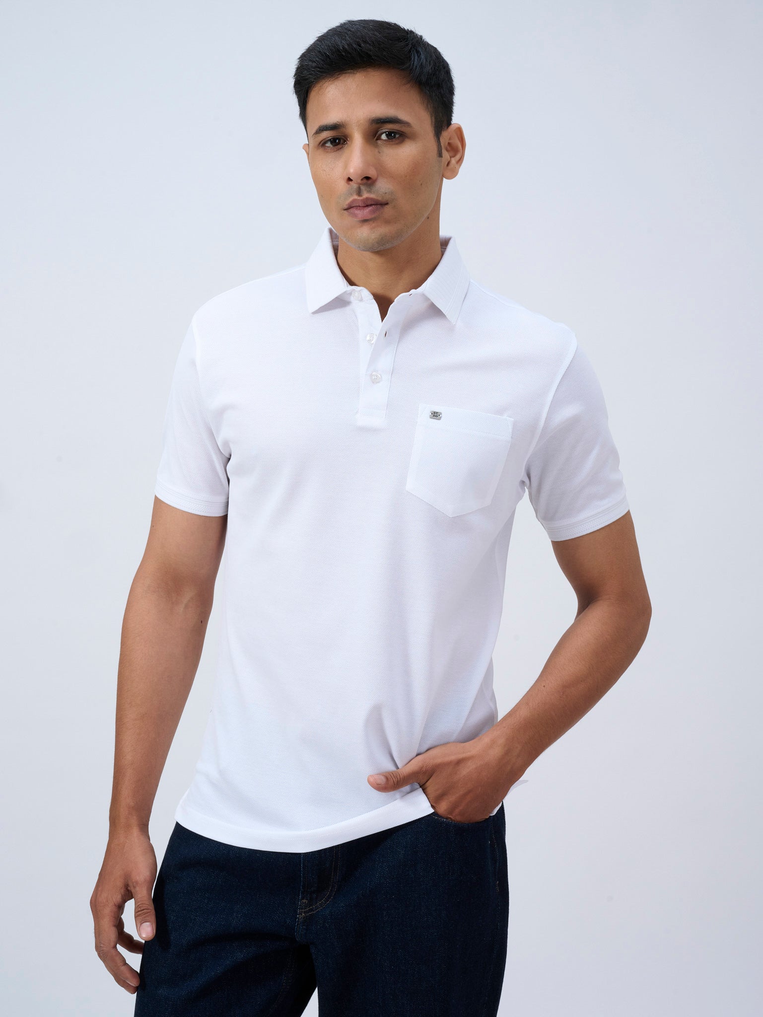 Pure White Mercerised Polo