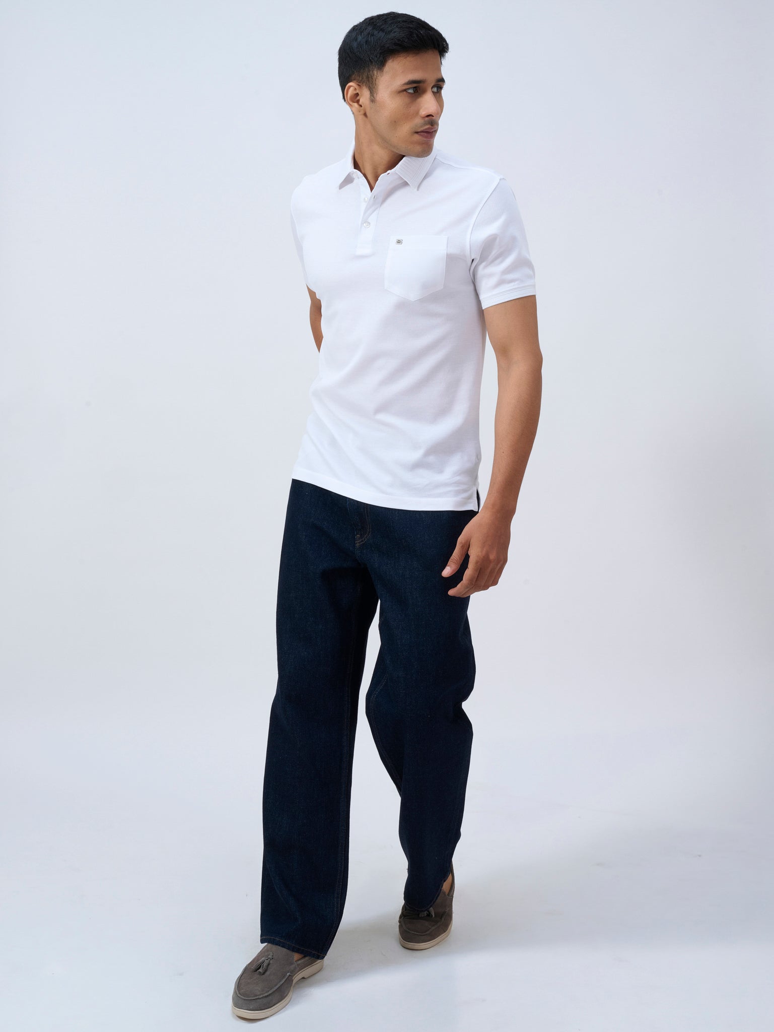 Pure White Mercerised Polo