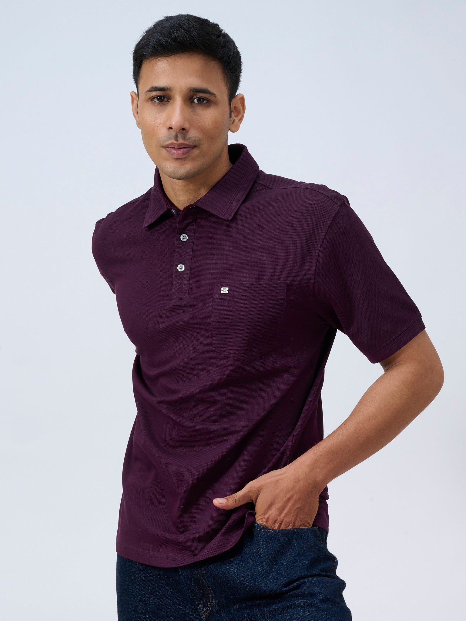 Deep Wine Mercerised Polo