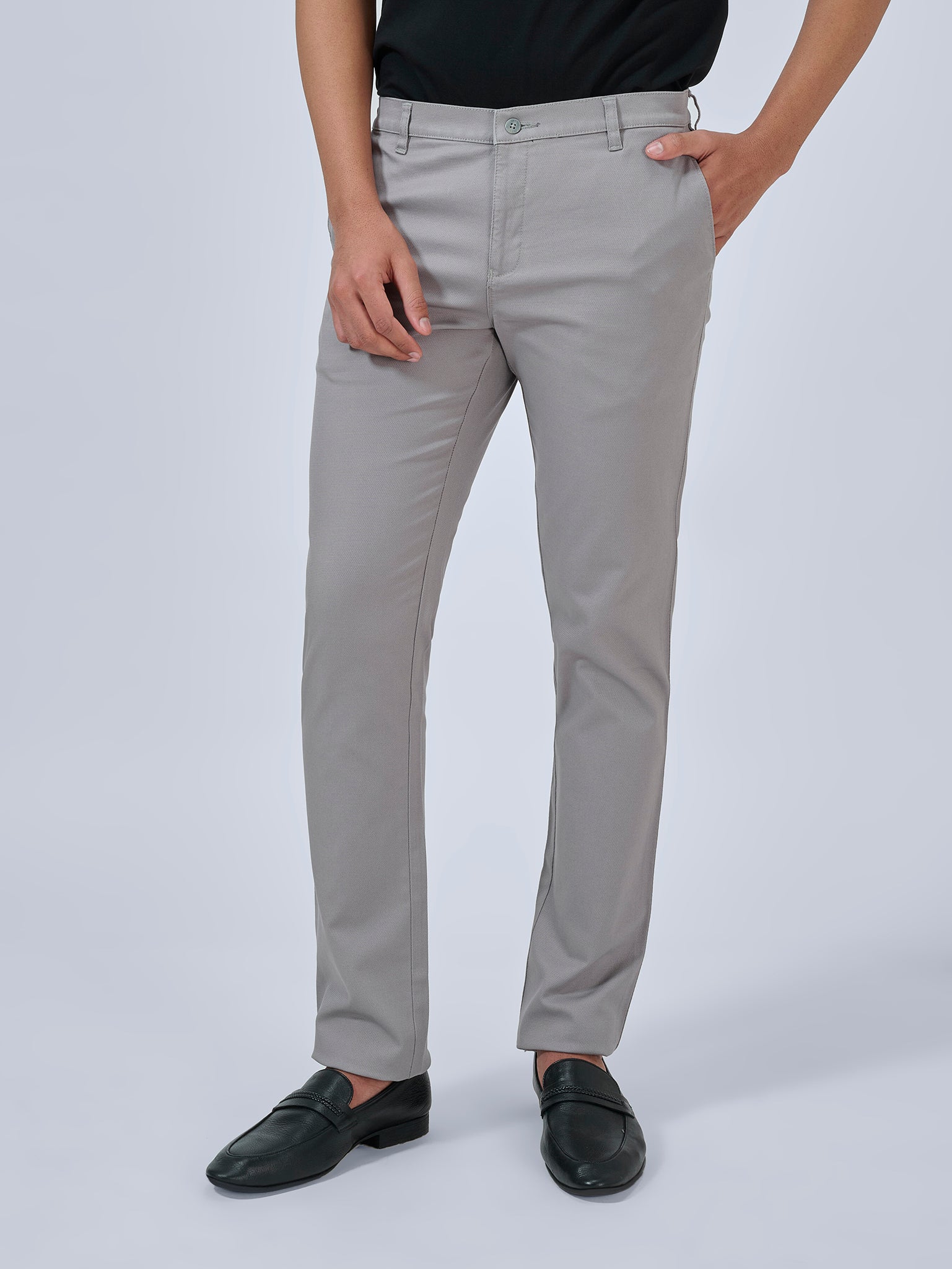 Silver Grey Dobby Trousers