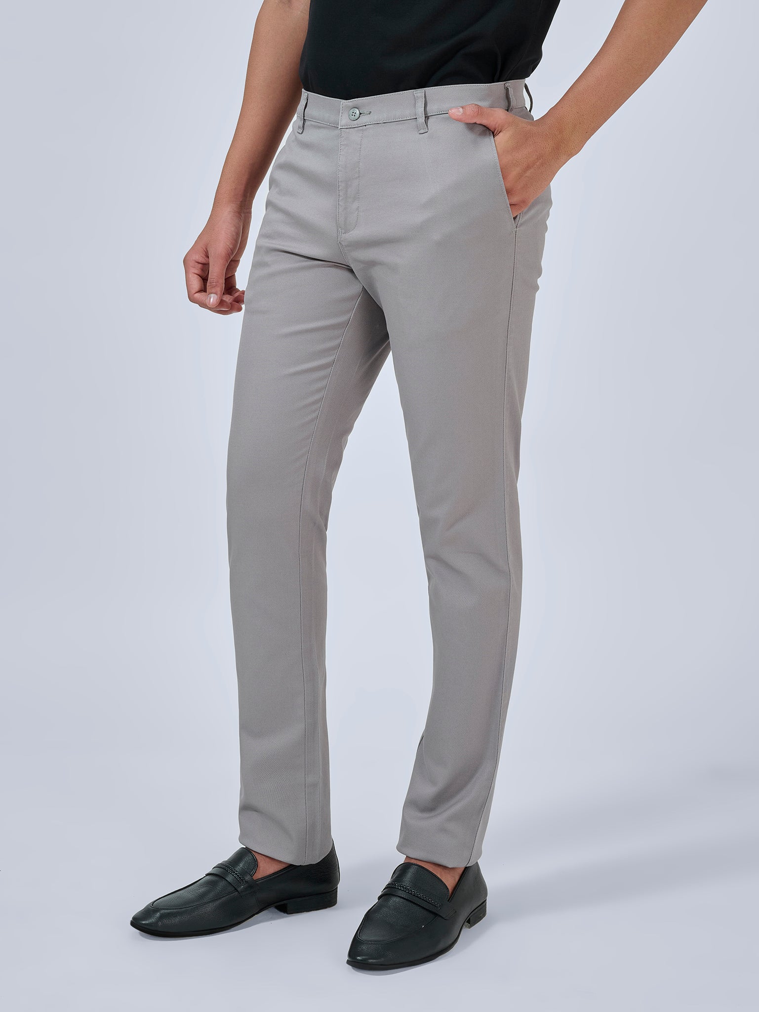 Silver Grey Dobby Trousers