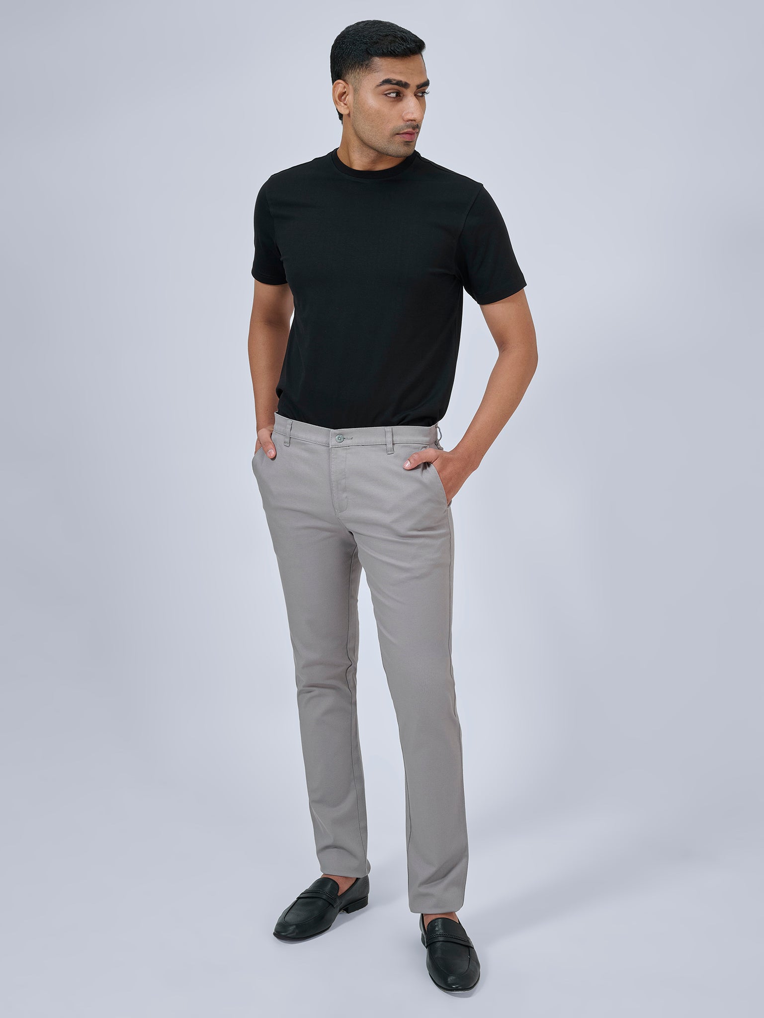 Silver Grey Dobby Trousers