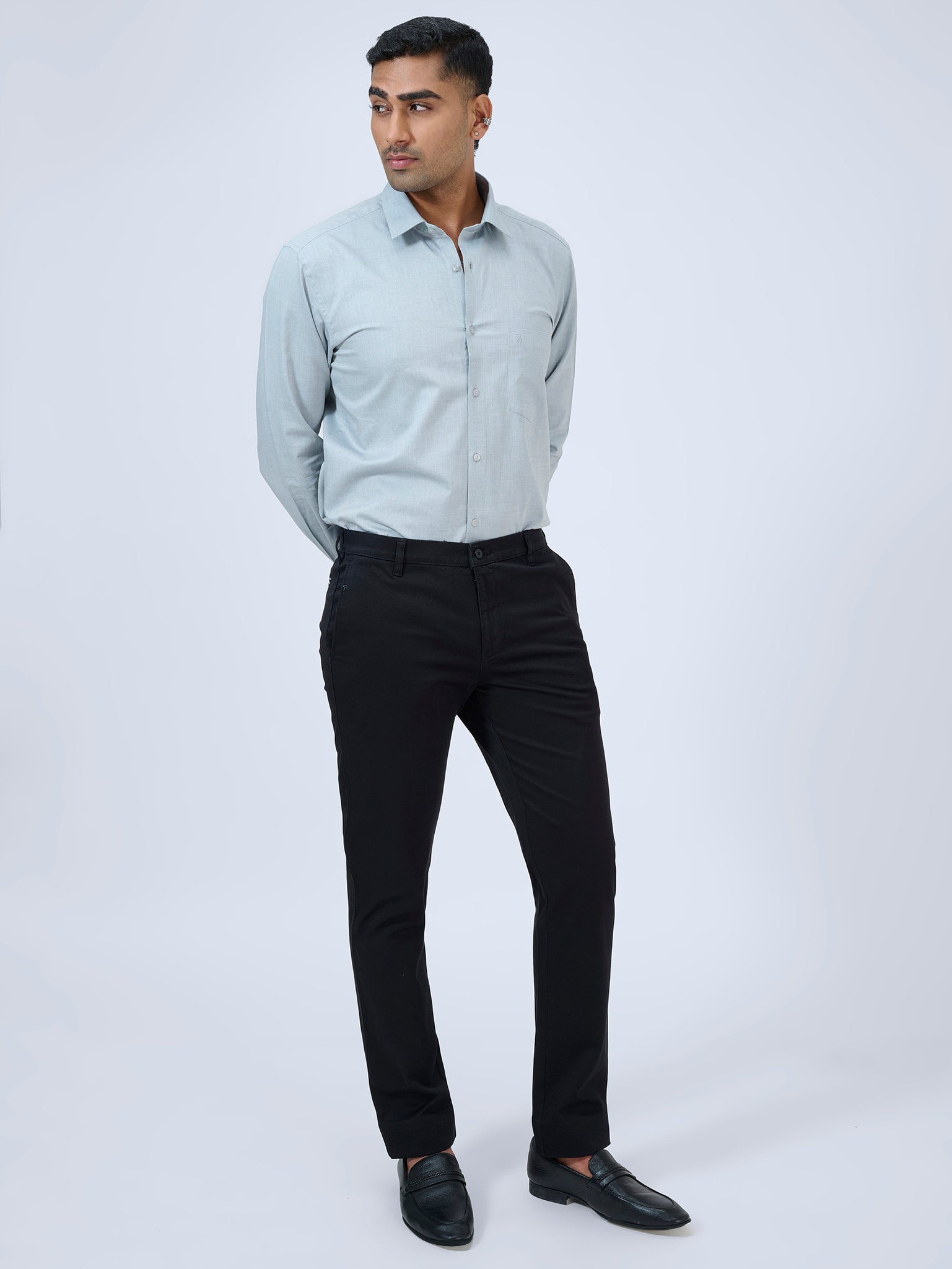 Ink Black Dobby Trousers